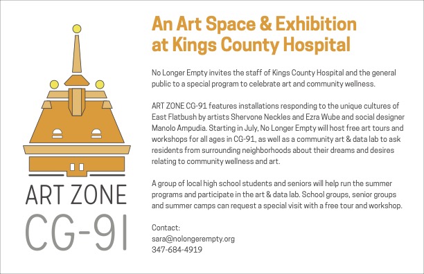 A flyer announcing a new art space at Kings County Hospital.